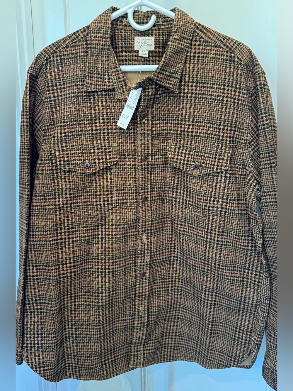 J.Crew Plaid Overshirt Shirt Jacket Brown XL NWT
